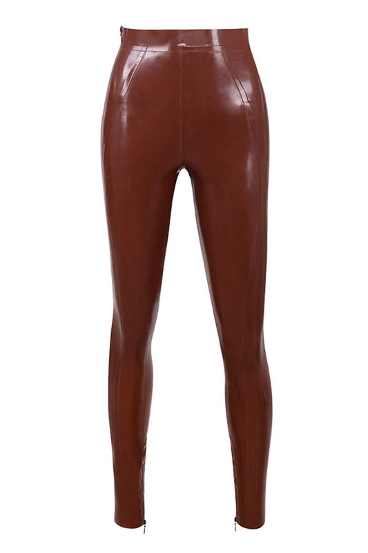 Leggins House Of Cb Latex High Cintura Marrones | NOY-950423