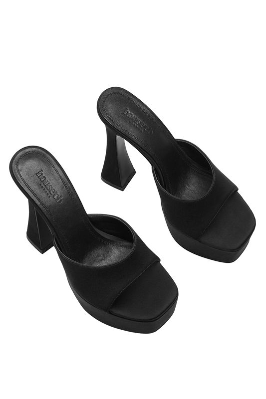 Mulas House Of Cb Satin Plataforma Negras | MAW-283510