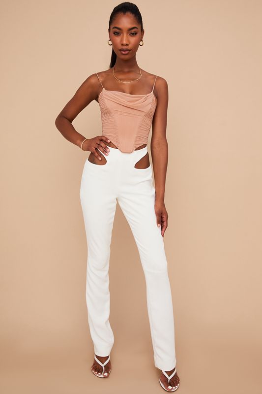 Pantalones House Of Cb Crepe Cutouts Blancas | ESN-347092