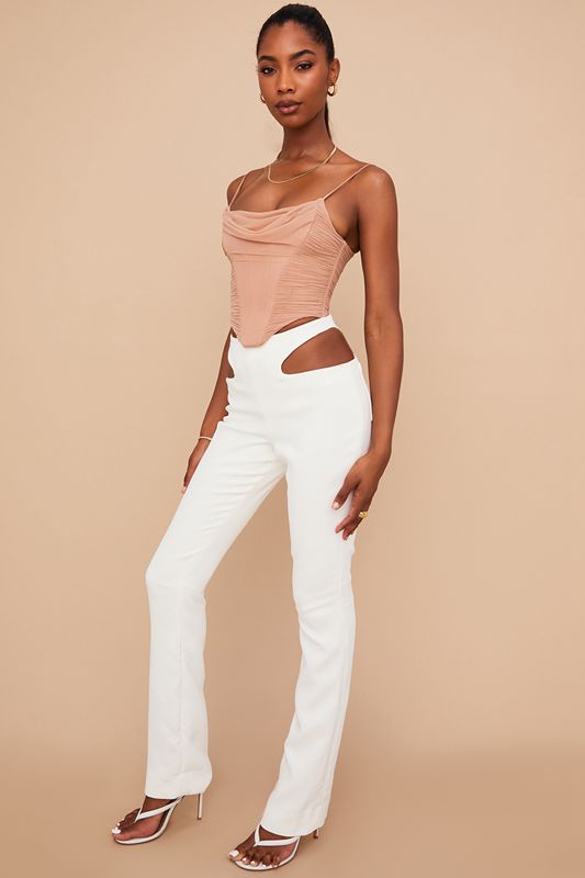 Pantalones House Of Cb Crepe Cutouts Blancas | ESN-347092