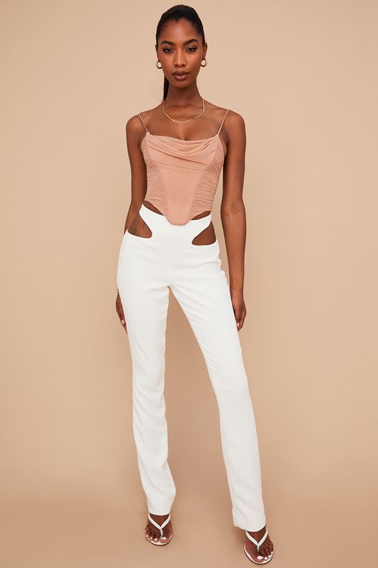 Pantalones House Of Cb Crepe Cutouts Blancas | ESN-347092