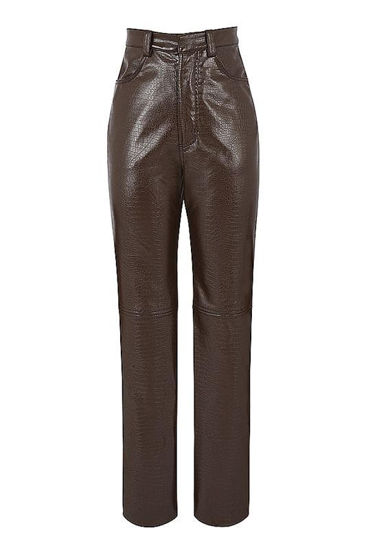 Pantalones House Of Cb Croc Stretch Vegan Leathers Chocolate | DZQ-458316