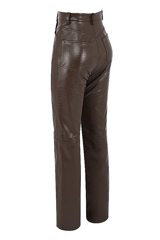 Pantalones House Of Cb Croc Stretch Vegan Leathers Chocolate | DZQ-458316