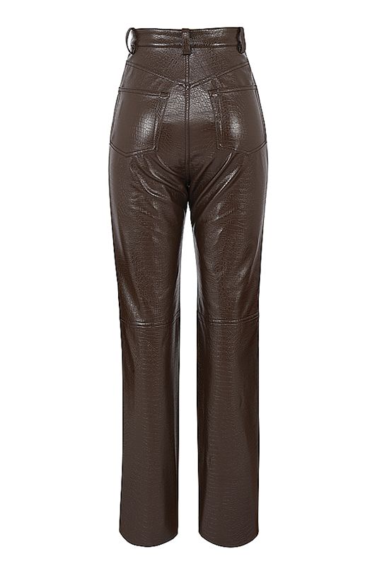 Pantalones House Of Cb Croc Stretch Vegan Leathers Chocolate | DZQ-458316