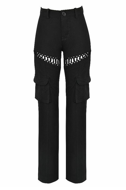 Pantalones House Of Cb Encaje Up Cargos Negras | JCX-835247