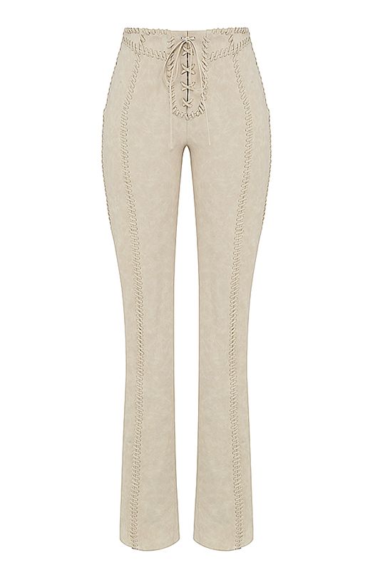 Pantalones House Of Cb Faux Gamuza Encaje Ups Beige | FEM-862054