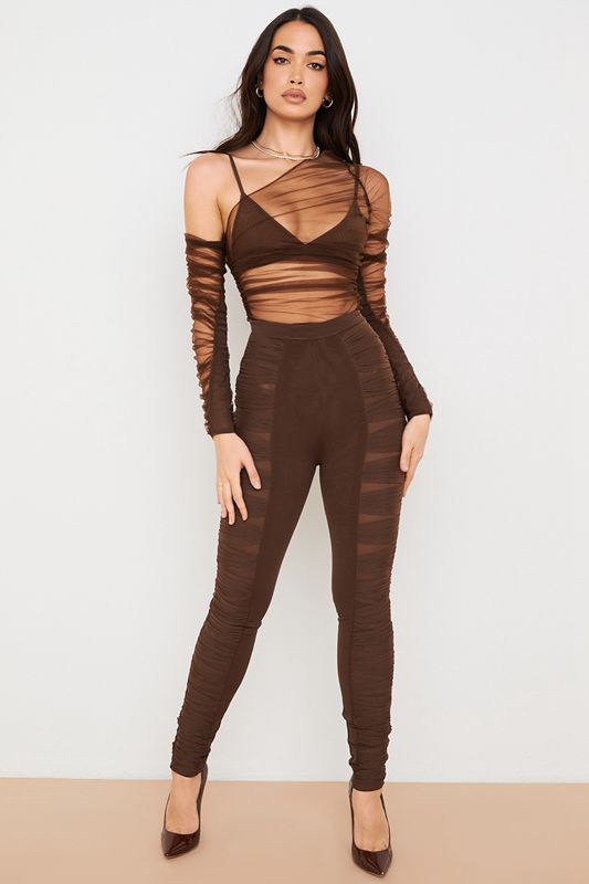 Pantalones House Of Cb Layered Meshs Chocolate | JXK-490258