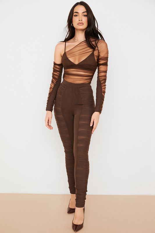 Pantalones House Of Cb Layered Meshs Chocolate | JXK-490258