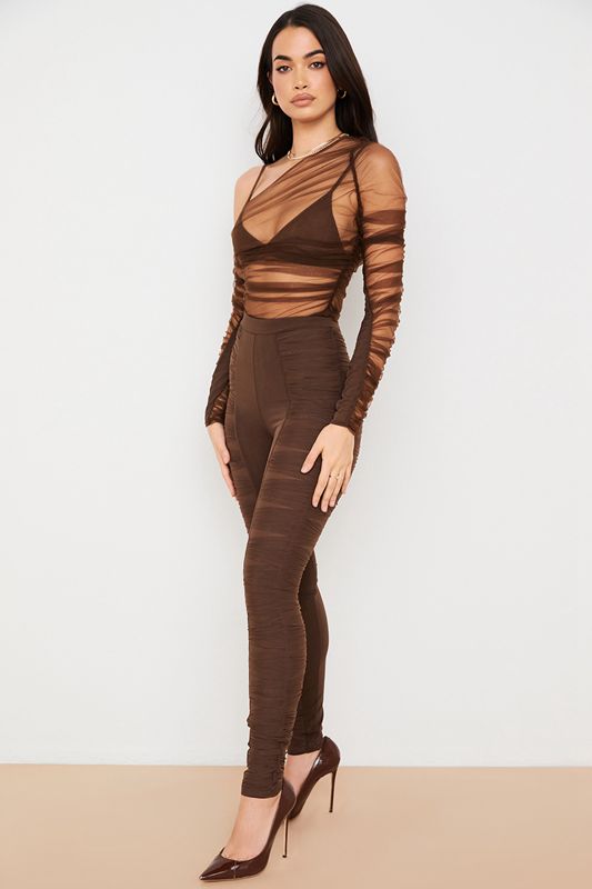 Pantalones House Of Cb Layered Meshs Chocolate | JXK-490258