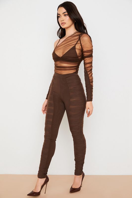 Pantalones House Of Cb Layered Meshs Chocolate | JXK-490258