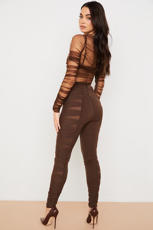 Pantalones House Of Cb Layered Meshs Chocolate | JXK-490258