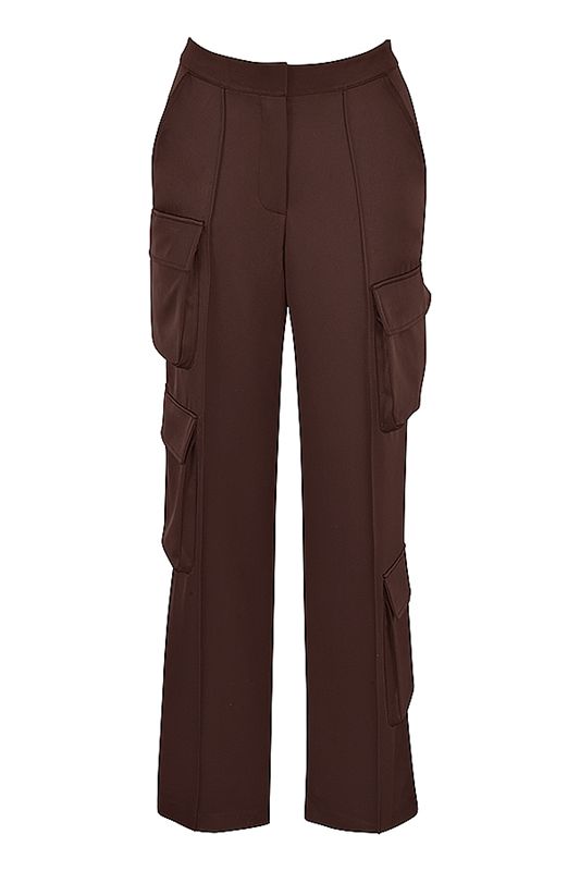 Pantalones House Of Cb Satin Cargos Chocolate | KGZ-029368