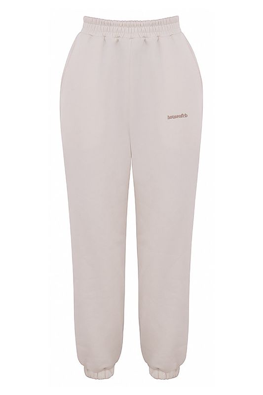 Pantalones House Of Cb White Fleece Back Gris | EIW-798152