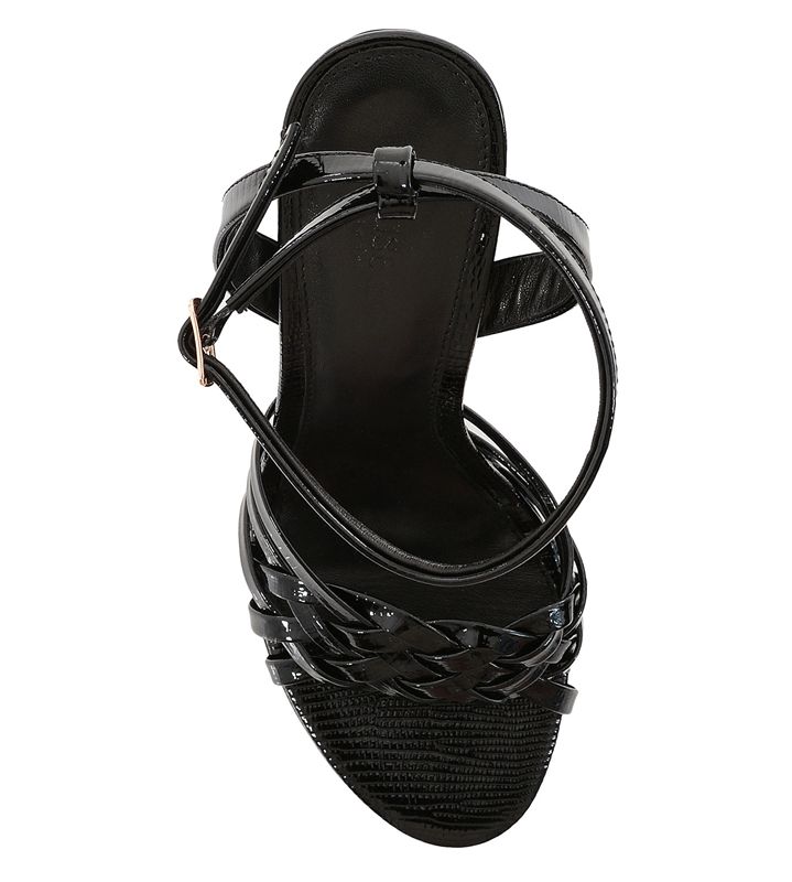 Sandalias House Of Cb Cuero Plataforma Negras | PFM-723641