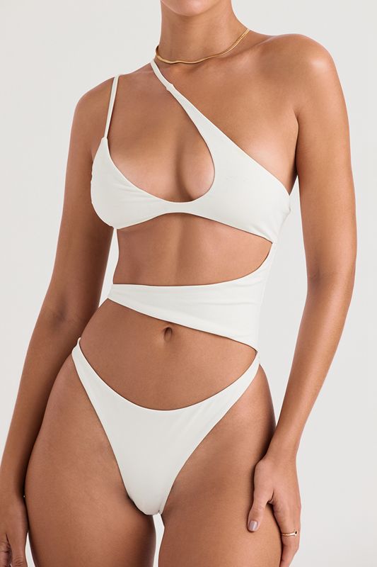 Swimsuit House Of Cb Asymmetric Cutout Blancas | MXZ-526041