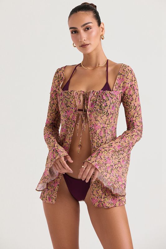 Swimsuit House Of Cb Floral Cover Up Verde Oliva | JRO-680241