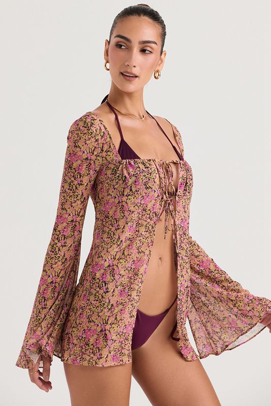 Swimsuit House Of Cb Floral Cover Up Verde Oliva | JRO-680241