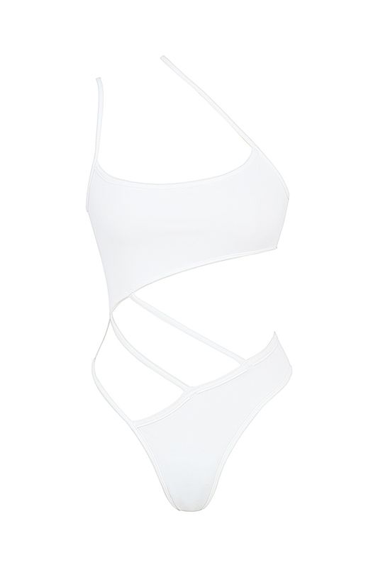 Swimsuit House Of Cb Tiras Asymmetric One Piece Blancas | YWU-218637