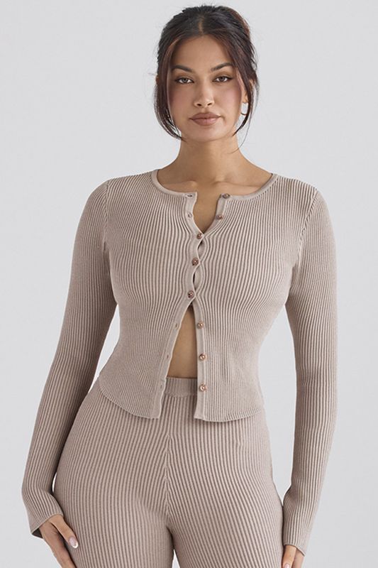 Tops House Of Cb Acanalado Knit Gris | PXN-754810