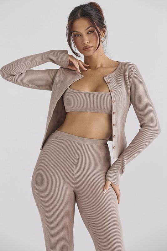 Tops House Of Cb Acanalado Knit Gris | PXN-754810