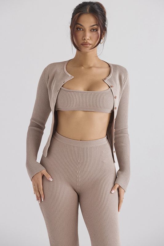 Tops House Of Cb Acanalado Knit Gris | PXN-754810