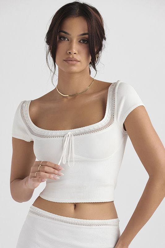 Tops House Of Cb Dainty Rib Knit Blancas | STK-185932