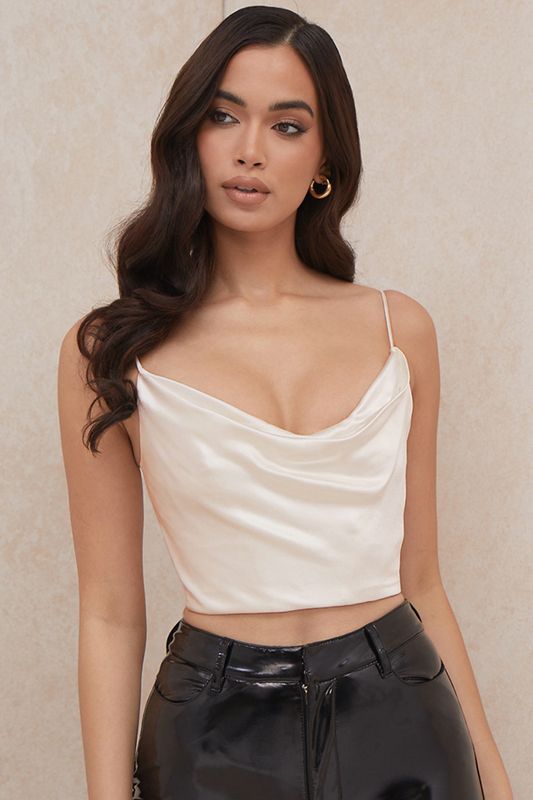 Tops House Of Cb Draped Satin Blancas | UGH-035184