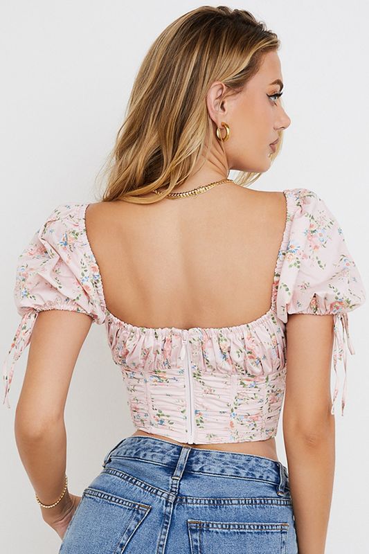 Tops House Of Cb Floral Puff Sleeve Rosas | YQM-956042