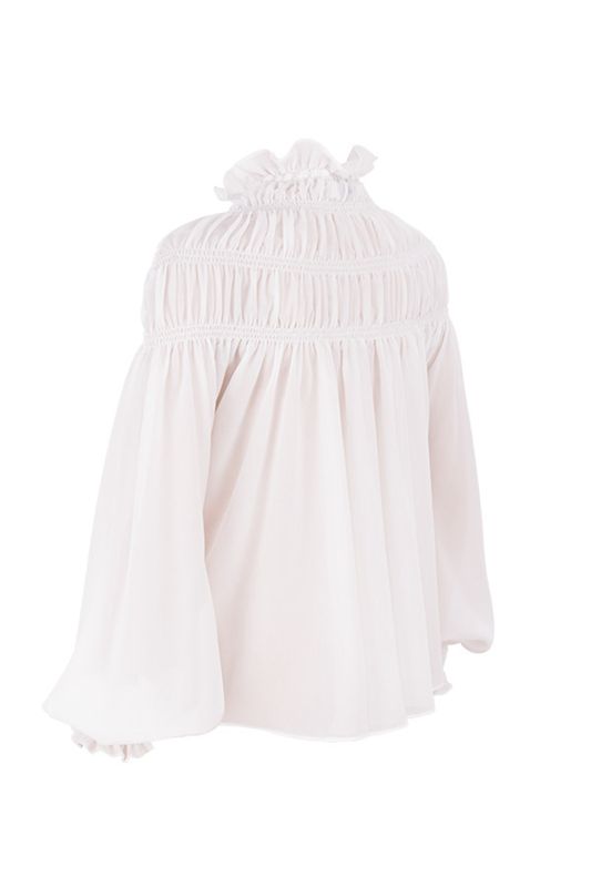 Tops House Of Cb Georgette High Neck Blouse Blancas | PUC-632894