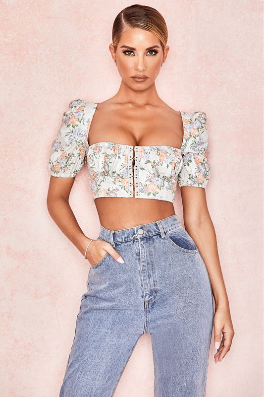 Tops House Of Cb Print Puff Sleeve Flores | BZG-367905