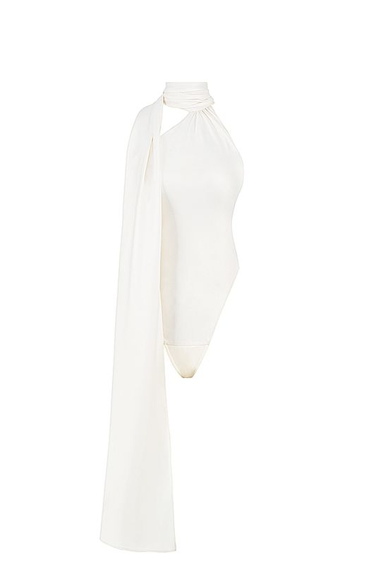 Tops House Of Cb Satin Wrap Neck Blancas | QHL-356042