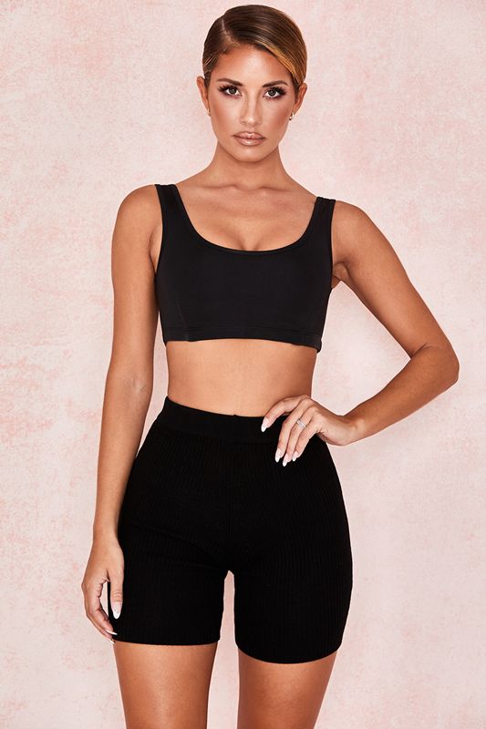 Tops House Of Cb Stretch Jersey Cropped Negras | NRU-702849