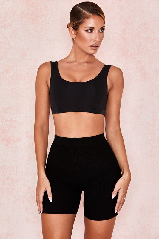 Tops House Of Cb Stretch Jersey Cropped Negras | NRU-702849