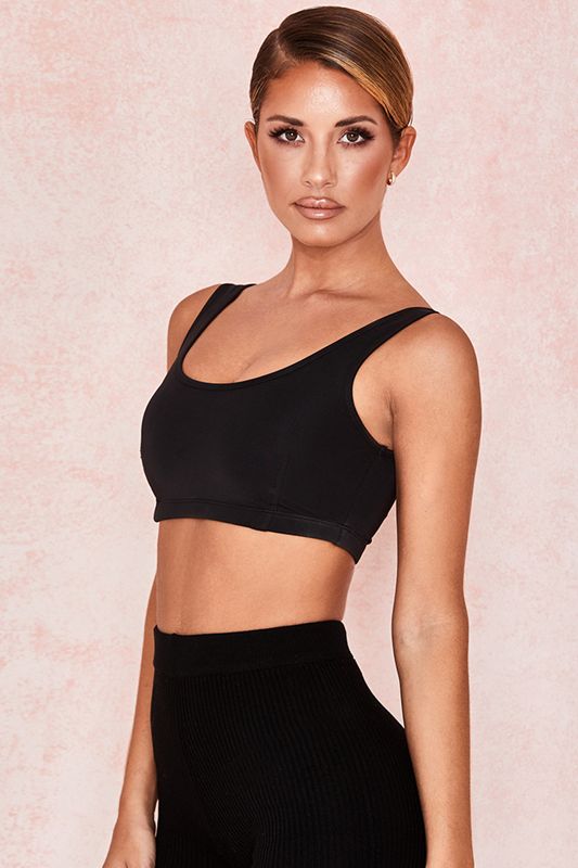 Tops House Of Cb Stretch Jersey Cropped Negras | NRU-702849