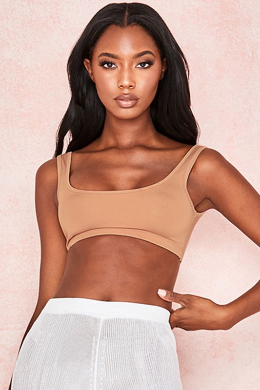 Tops House Of Cb Stretch Jersey Cropped Beige | SPA-495876