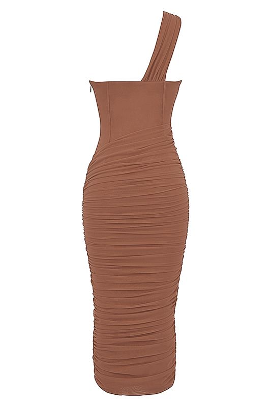 Vestido A Media Pierna House Of Cb Asymmetric Cutout Beige | DUH-491537