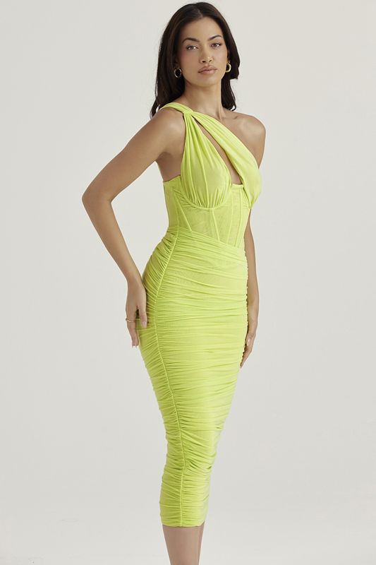 Vestido A Media Pierna House Of Cb Asymmetric Cutout Verde Claro | SXR-069753