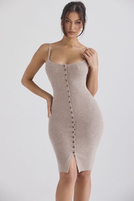 Vestido A Media Pierna House Of Cb Cashmere Knit Beige | HYC-631874