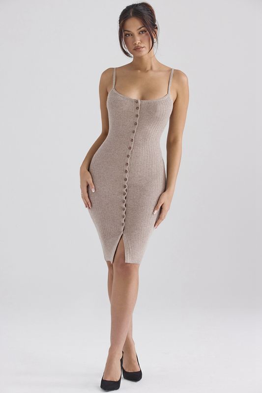 Vestido A Media Pierna House Of Cb Cashmere Knit Beige | HYC-631874