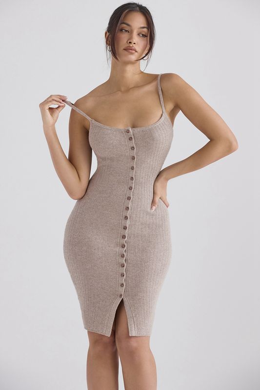 Vestido A Media Pierna House Of Cb Cashmere Knit Beige | HYC-631874