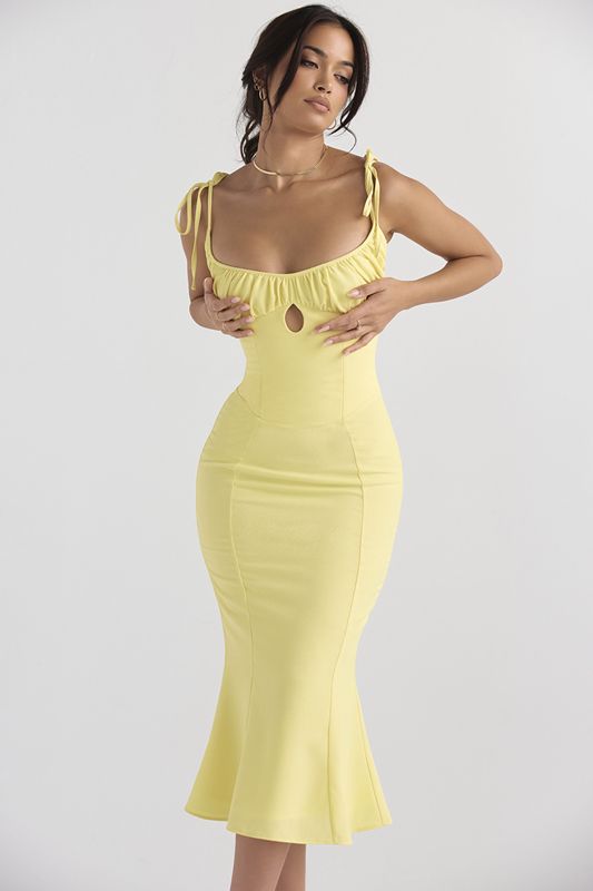 Vestido A Media Pierna House Of Cb Cutout Amarillo | BYU-056237