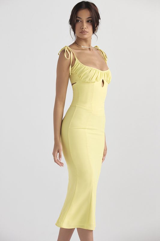 Vestido A Media Pierna House Of Cb Cutout Amarillo | BYU-056237