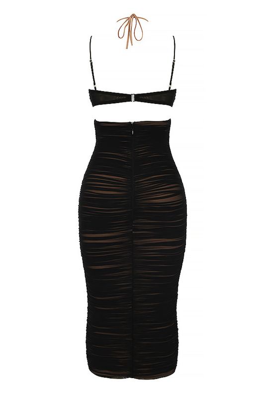 Vestido A Media Pierna House Of Cb Cutout Ruched Negras | QCA-463921