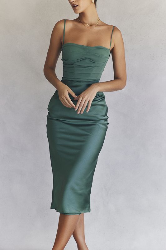 Vestido A Media Pierna House Of Cb Draped Verde | ZRK-349786