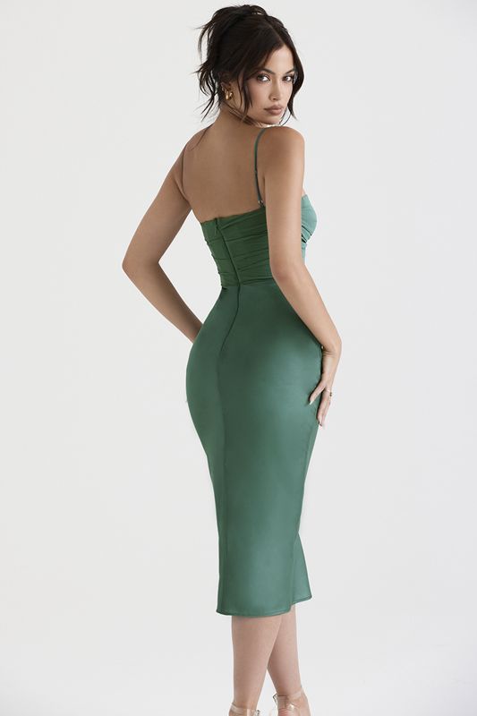 Vestido A Media Pierna House Of Cb Draped Verde | ZRK-349786