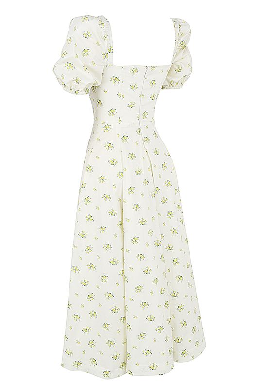 Vestido A Media Pierna House Of Cb Floral Puff Sleeve Blancas | AQM-172593