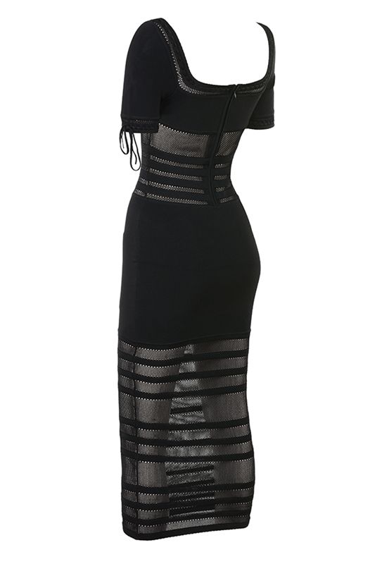 Vestido A Media Pierna House Of Cb Openwork Knit Negras | CPQ-751869