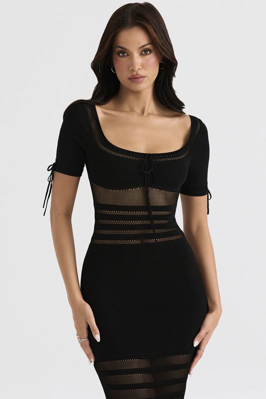 Vestido A Media Pierna House Of Cb Openwork Knit Negras | CPQ-751869