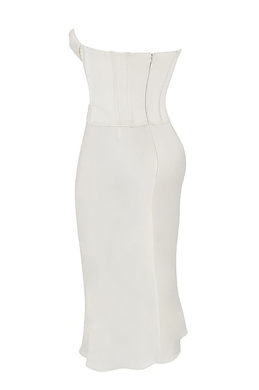 Vestido A Media Pierna House Of Cb Satin Strapless Blancas | IOG-725403