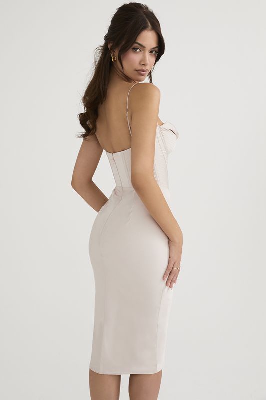 Vestido A Media Pierna House Of Cb Satin Creme | JRS-250378